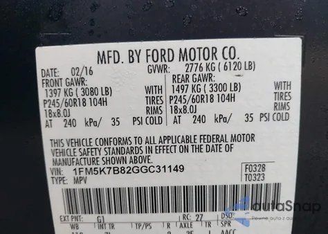 2016 Ford Explorer z USA, uszkodzony, nr VIN 1FM5K7B82GGC31149